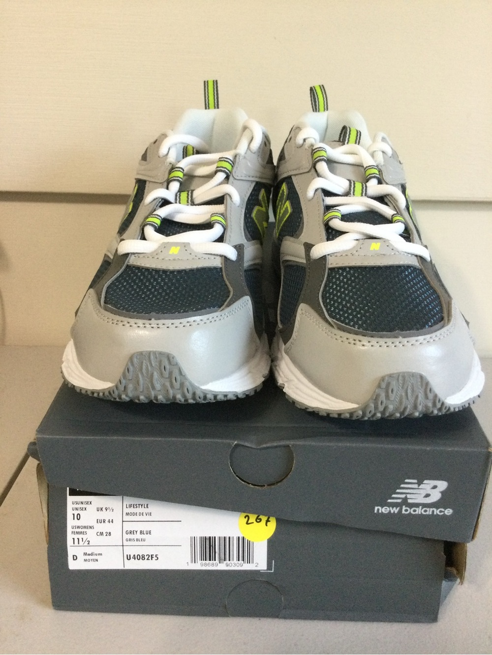 New Balance mens Grey, Navy and Lime Accent Sneakers